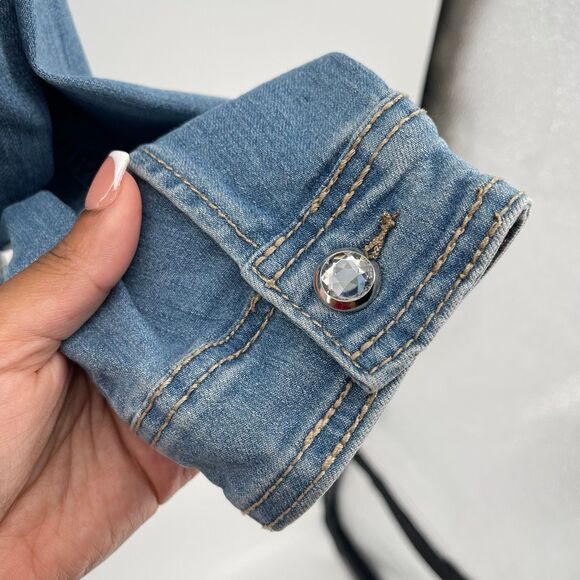 Earl Jean Y2K Rhinestone Embellished Light Wash Denim Jacket Women’s Large NWT - Picture 16 of 17